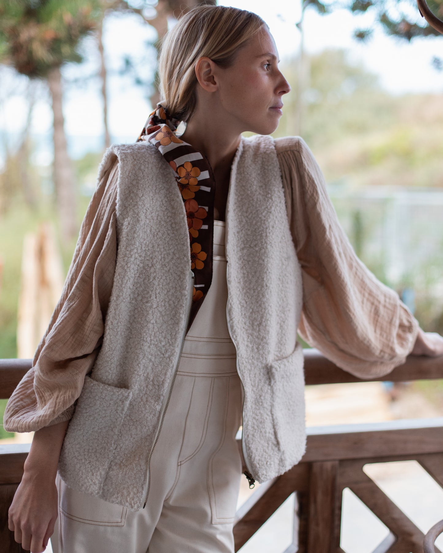 Gilet réversible crème