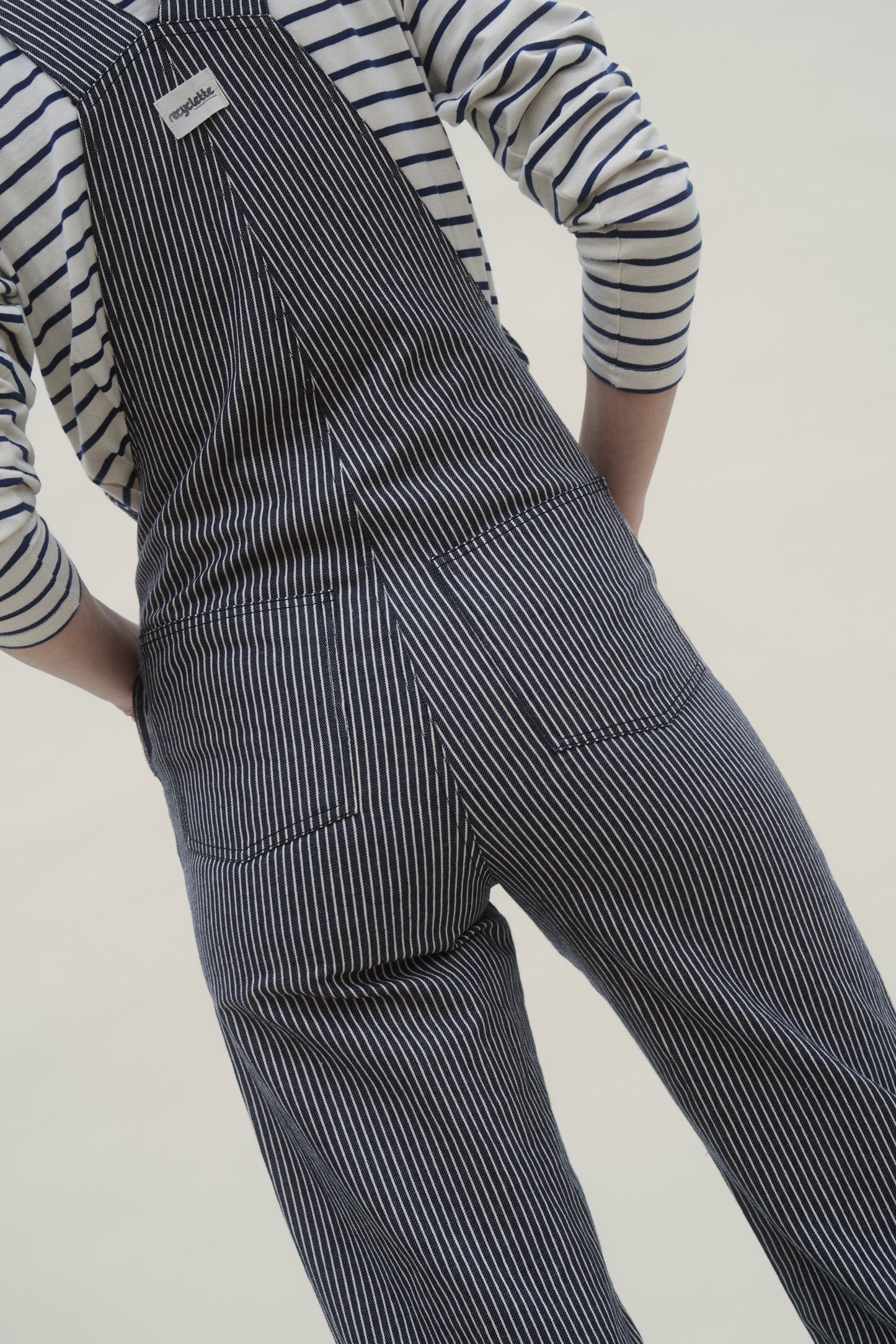 Salopette Fernando - Rayée bleu marine