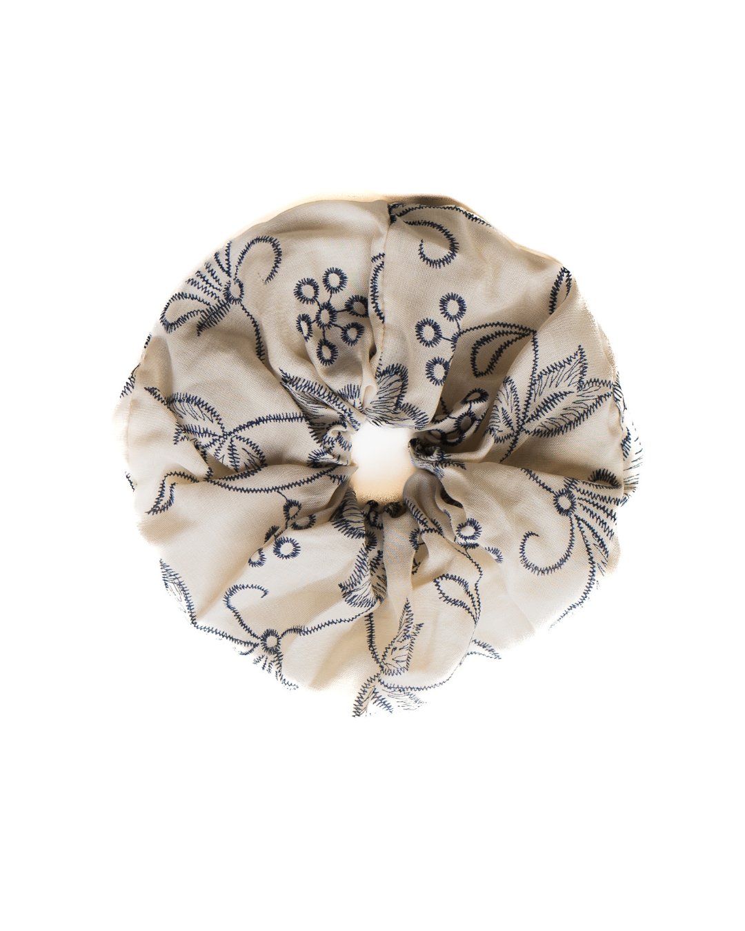 Maxi chouchou blanc fleuri fabriqué en France 