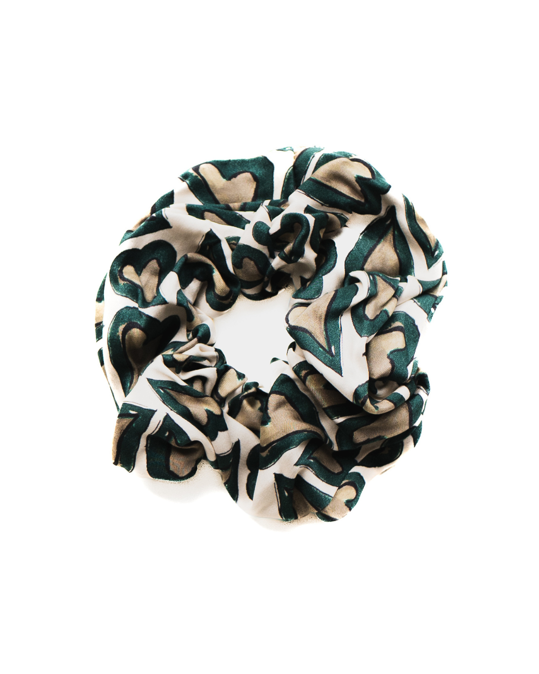 Maxi chouchou blanc et vert à motif coeur
