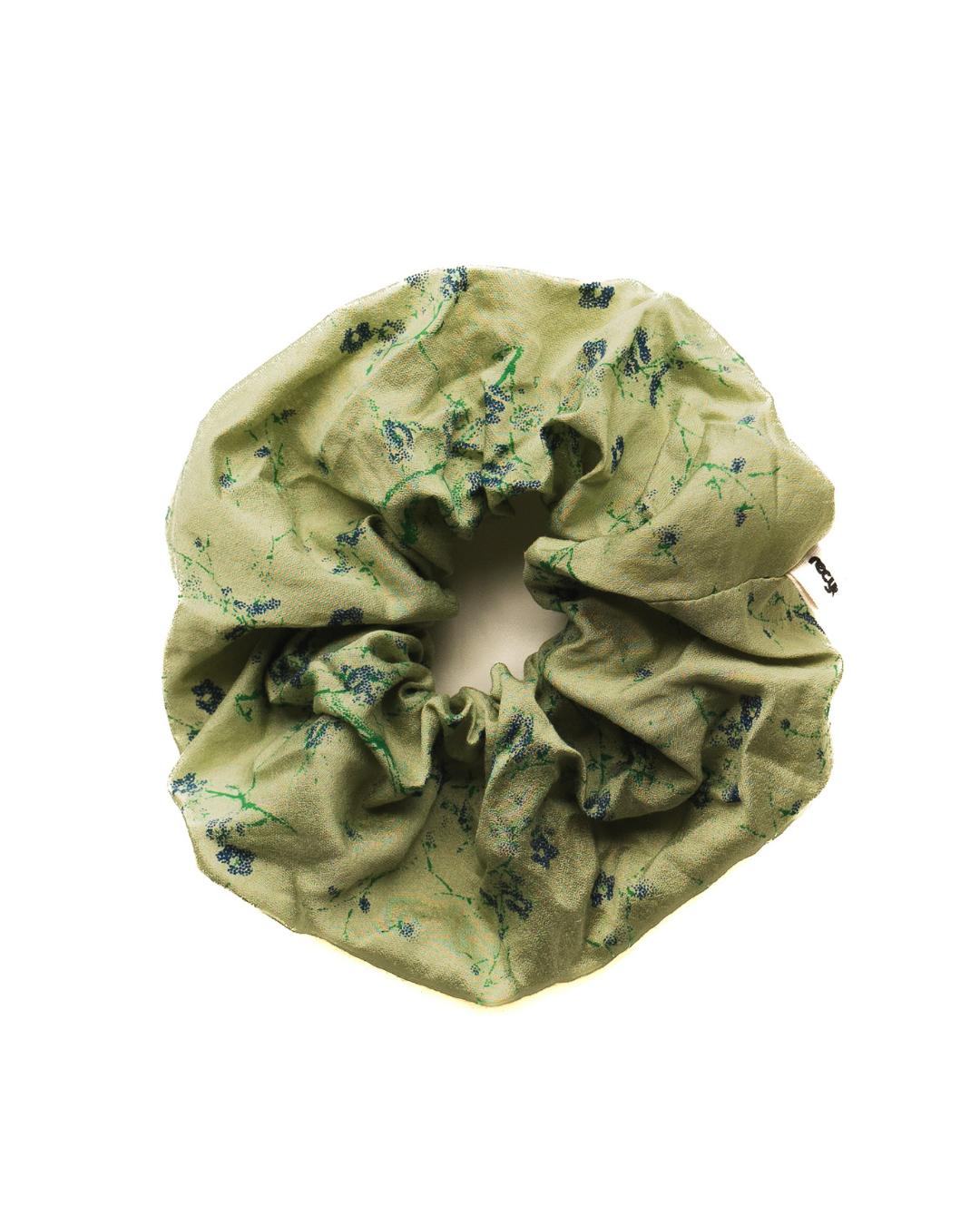 Chouchou vert fleuri fabriqué en France 