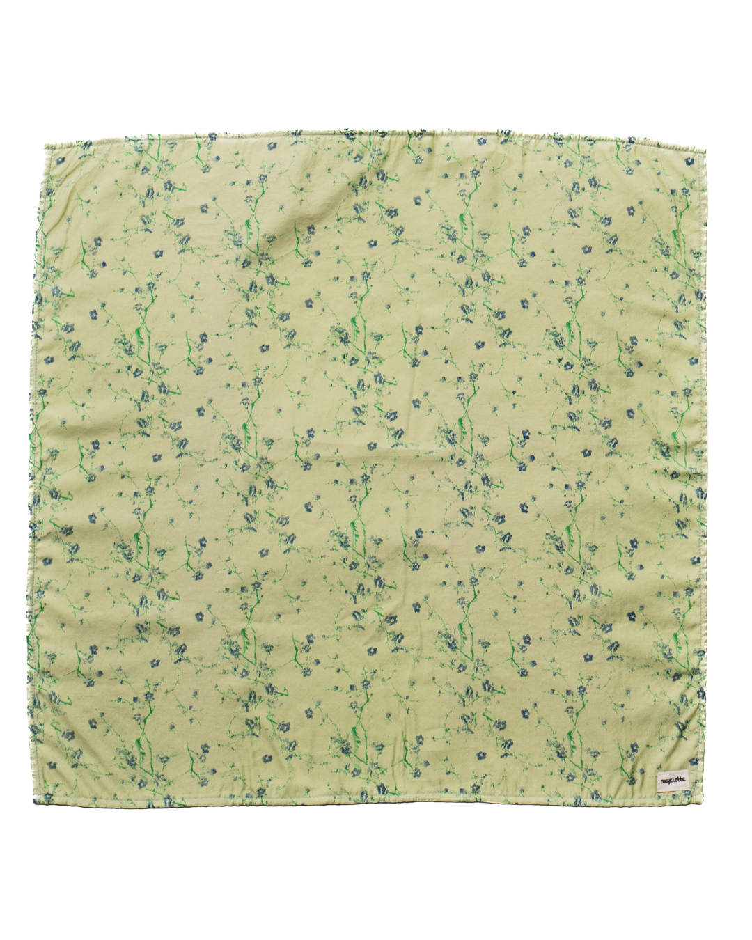 Foulard vert fleuri bleu fabriqué dans les Hauts-de-France