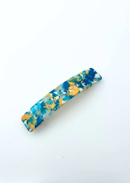 Barrette dancing Queen jaune et bleue