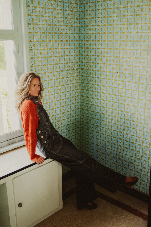 Salopette denim gris, jambes larges,  fabriquée en France 