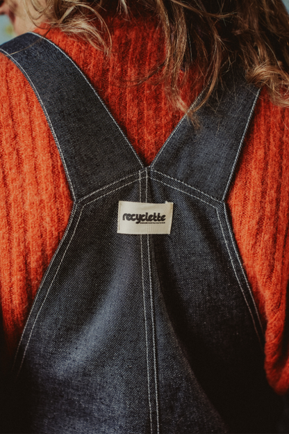 Salopette denim gris, jambes larges,  fabriquée en France 