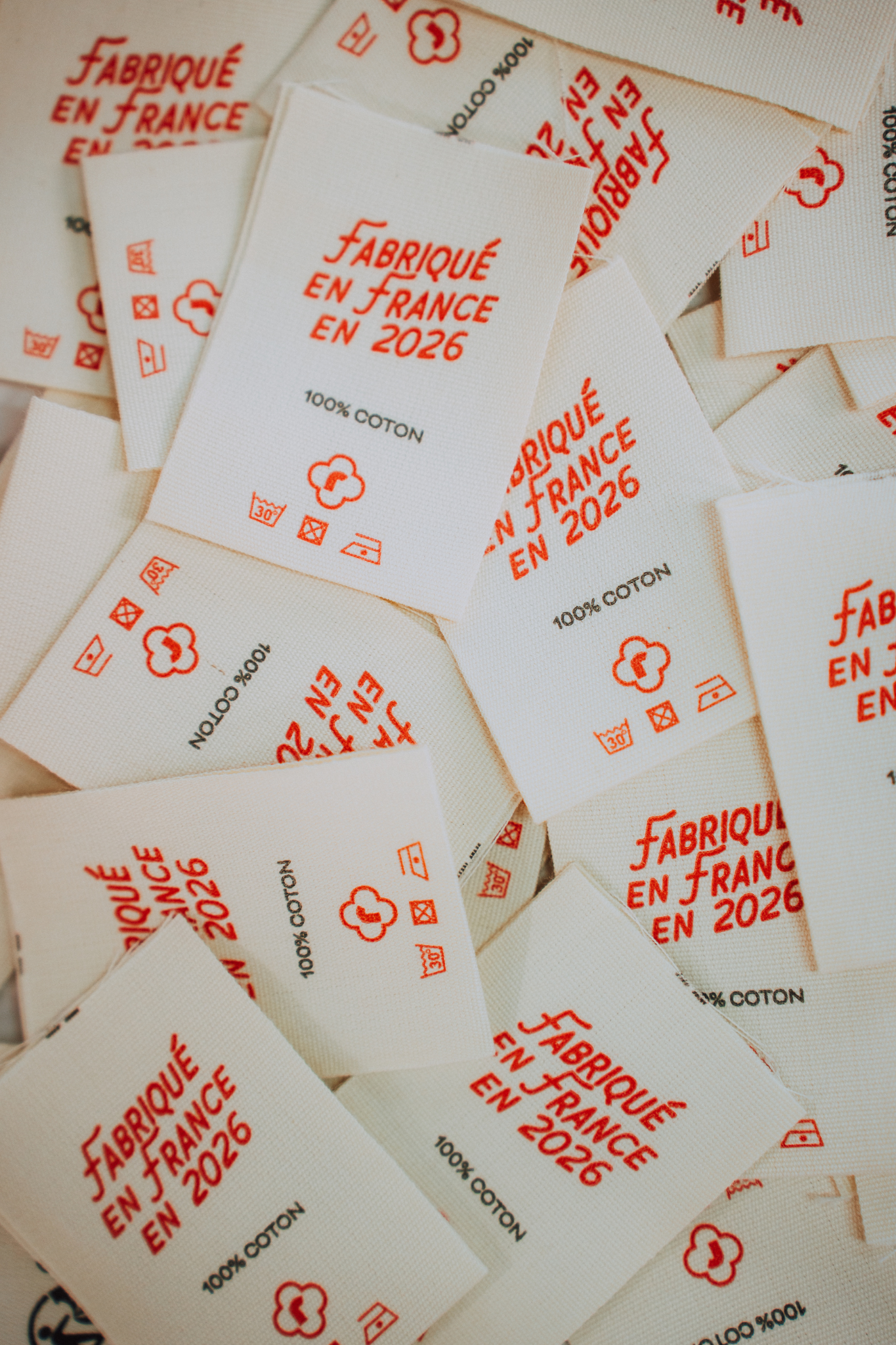 Étiquette 100% coton et fabrication française