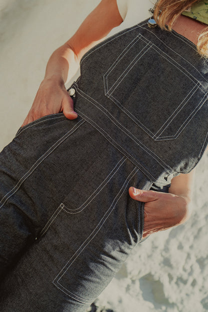 Salopette denim gris avec poches