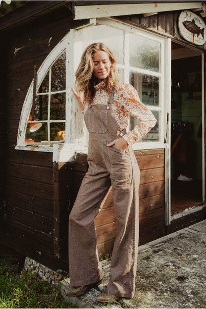 Salopette jambe large marron fabriquée en France 