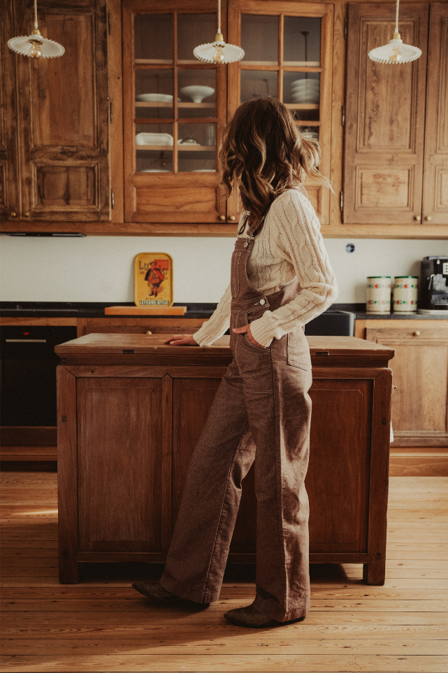 Salopette marron jambes larges fabriquée en France 