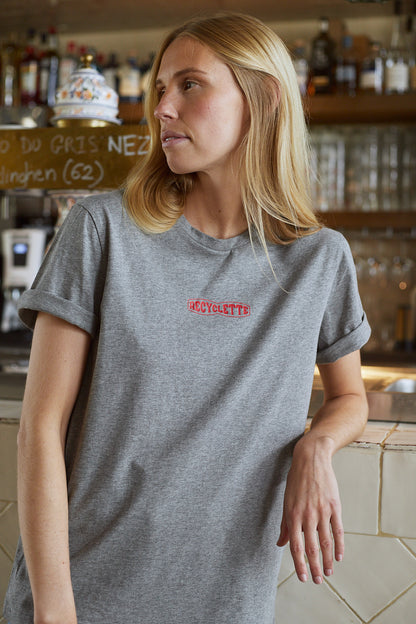 T-shirt gris recyclette avec logo rouge 