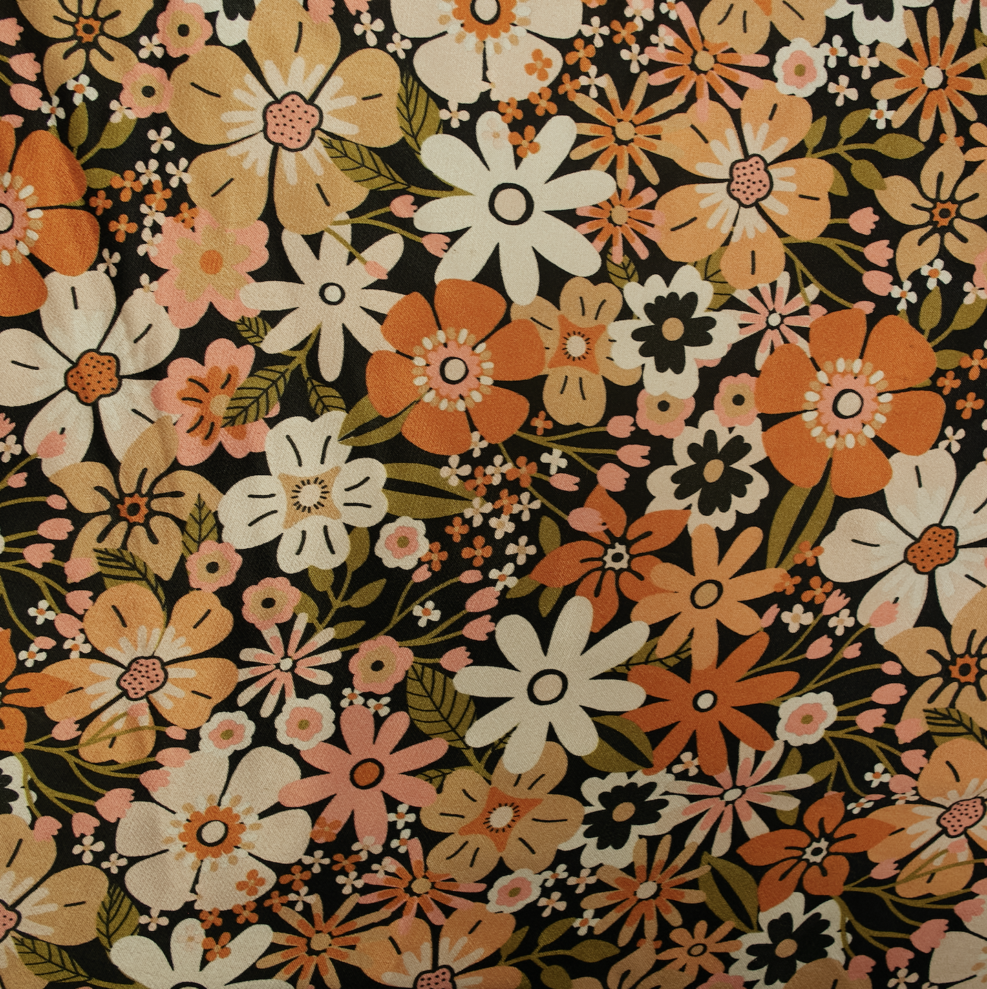 Zoom sur le motif fleuris du foulard satiné Recyclette.