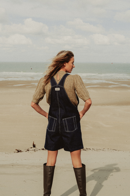 Salopette short denim fabriquée en France